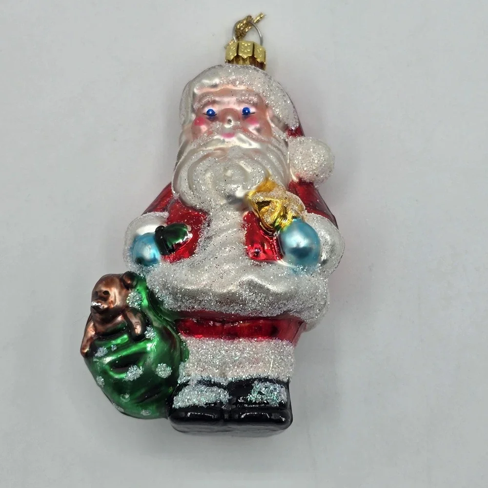 BRASS KEY BK‎ Classic Santa Hand Crafted Blown Glass Christmas Ornament Vtg
